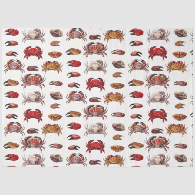 Papier Mousseline Crabes et vaches de crabe vintages (Recto)