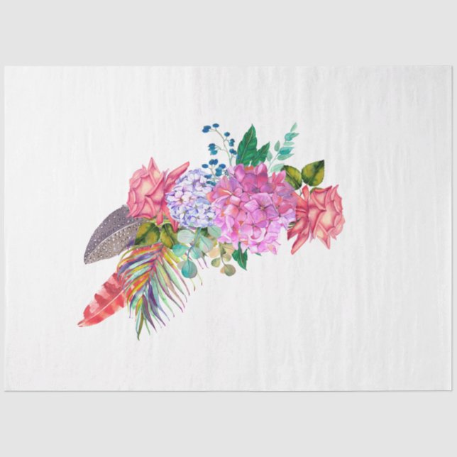Papier Mousseline Crâne bohème et série de fleurs Design 7 (Recto)