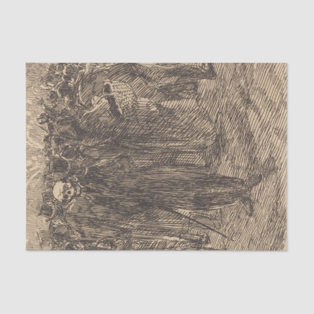 Papier Mousseline Crâne dans la foule (par Albert Besnard) (Recto)