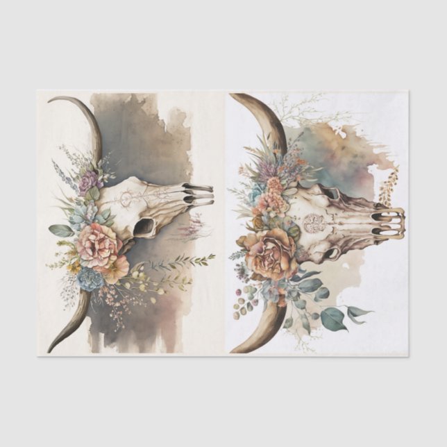 Papier Mousseline Crâne de Boho (Recto)