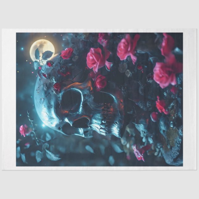 Papier Mousseline Crâne de fleurs (Recto)