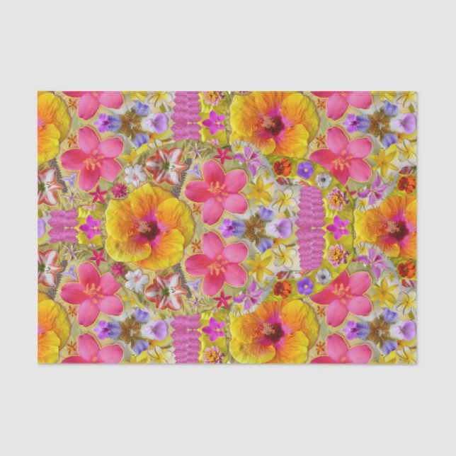 Papier Mousseline Crâne de fleurs 4 - Tropical (Recto)