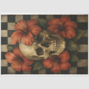 Papier Mousseline Crâne de Goth Glam aux fleurs d'Hibiscus