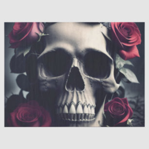 Papier Mousseline Crâne de mort gothique et Rose