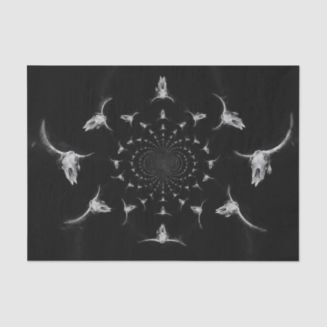 Papier Mousseline Crâne de taureau rustique noir et blanc occidental (Recto)