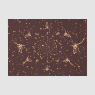 Papier Mousseline Crâne de vache girly glitter or marron occidental