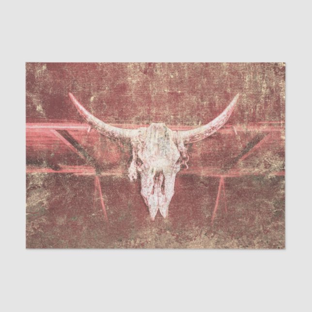 Papier Mousseline Crâne de vache rustique marron beige texture grung (Recto)