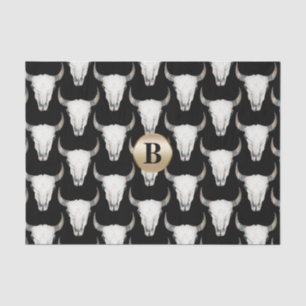 Papier Mousseline Crâne de vache rustique monogramme personnalisé bo
