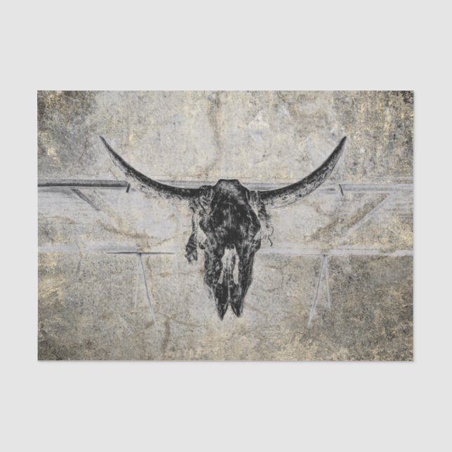 Papier Mousseline Crâne de vache western rustique découpage texture  (Recto)