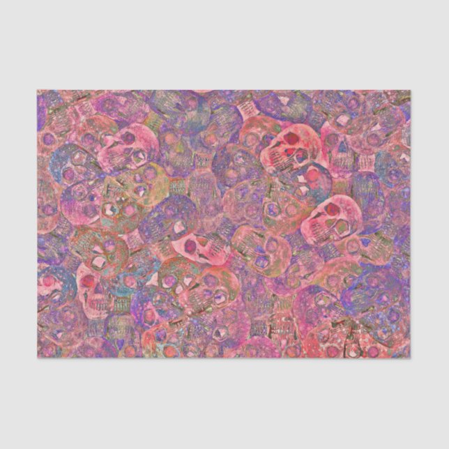 Papier Mousseline Crâne Gothique Couleur violet Peau Rose Art (Recto)