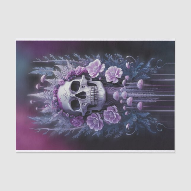 Papier Mousseline Crâne gothique époustouflant sur prune, Macabre de (Recto)