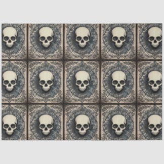 Papier Mousseline Crâne gothique noir, épemère ornementale en toile