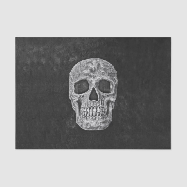 Papier Mousseline Crâne grunge gothique noir et blanc (Recto)