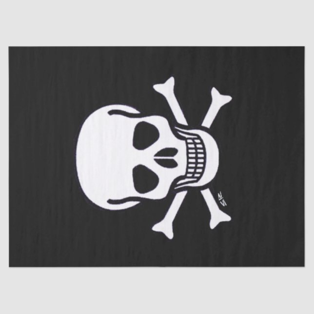 Papier Mousseline Crâne n Bones papier tissu noir (Recto)