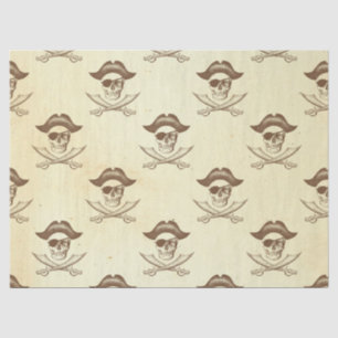 Papier Mousseline Crâne pirate Vintage et épées sur la page de décou