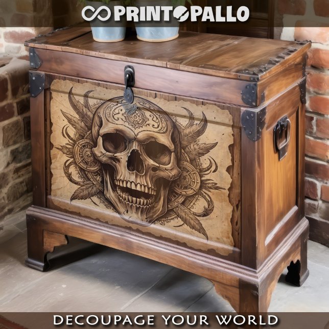 Papier Mousseline Crâne tribal sur parchemin (Créateur téléchargé)