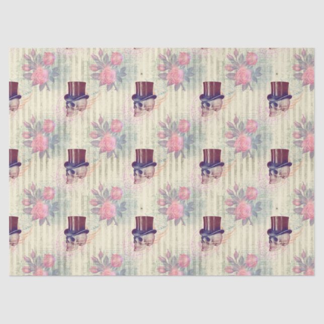 Papier Mousseline Crânes à vapeur et découpage Rose (Recto)