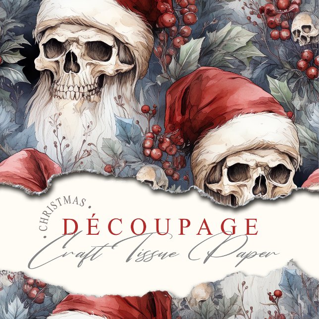 Papier Mousseline Crânes de Noël gothique en chapeaux de Père Noël r (Get creative this Christmas with this gothic Santa in Christmas hats.)