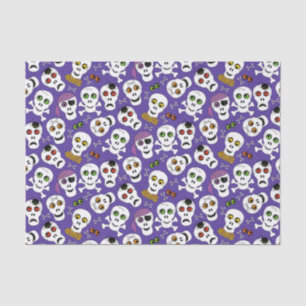 Papier Mousseline Crânes d'Halloween mous sur violet