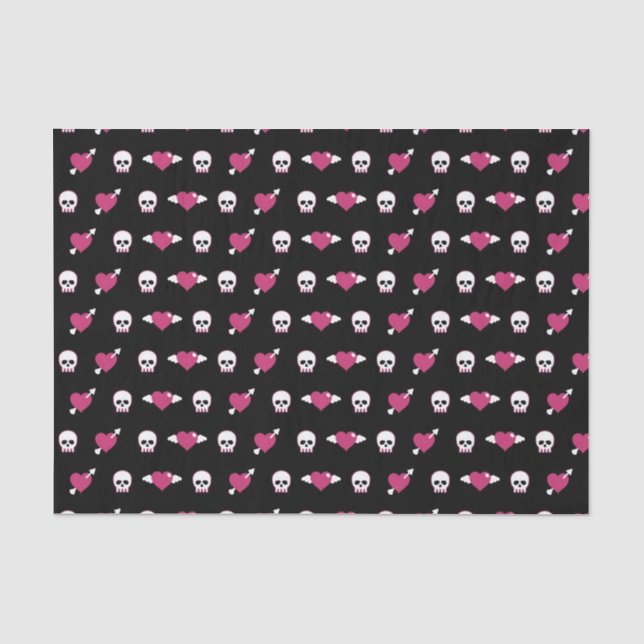Papier Mousseline Crânes et coeurs (Recto)