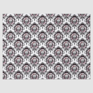 Papier Mousseline Crânes et fleurs ornées sur la page Découpage blan