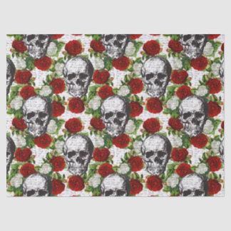 Papier Mousseline Crânes et Roses