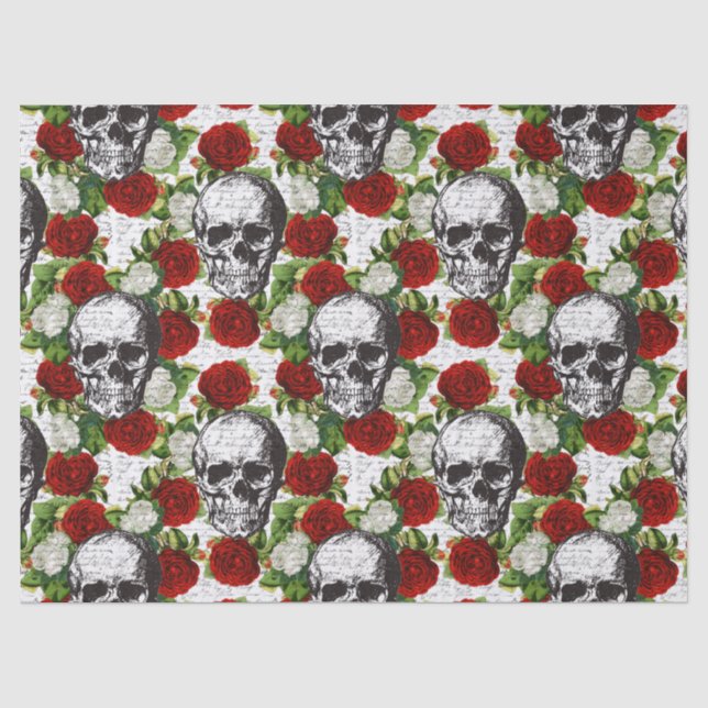 Papier Mousseline Crânes et Roses (Recto)