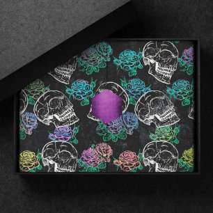 Papier Mousseline Crânes et Roses Ombre   Cool Funky Dark Grunge