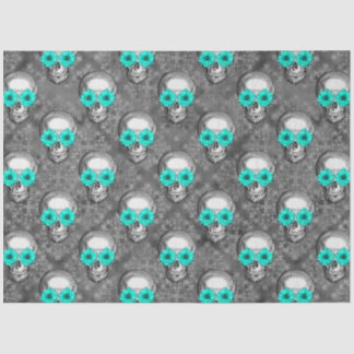 Papier Mousseline Crânes Turquoise et Série Tournesol Design 9