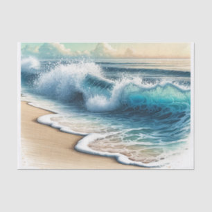 Papier Mousseline Crashing Ocean Waves Coastal Beach Wedding