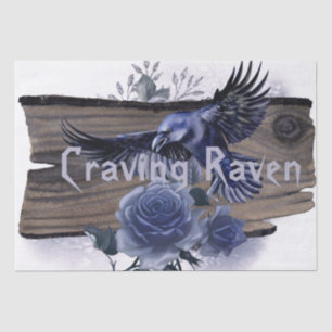 Papier Mousseline Craving Raven Bird Blue Rose Whimsical Decoupage
