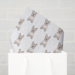 Papier Mousseline Cream Frenchie Cartoon Motif