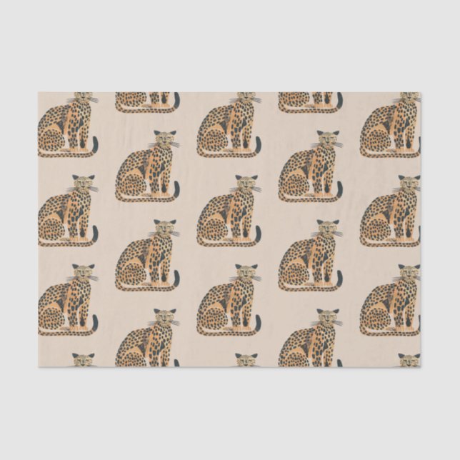 Papier Mousseline Cream Gold Leopard Animal Anniversaire (Recto)