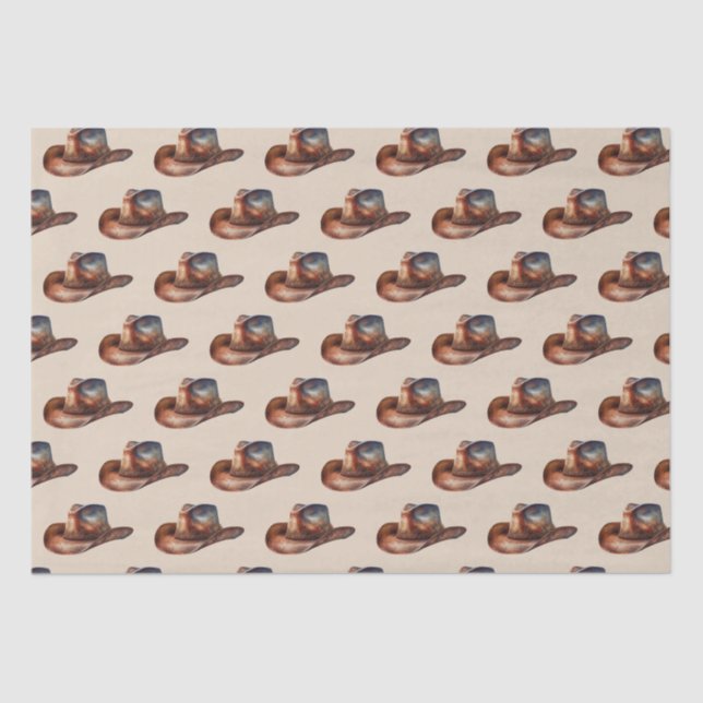 Papier Mousseline Cream Howdy Cowboy Casquettes occidentaux (Recto)
