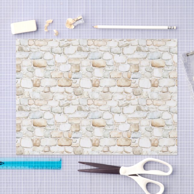 Papier Mousseline Cream White Grey Faux Stones Birthday (Artisanat)