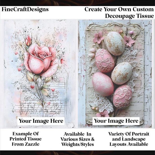 Papier Mousseline Create Your Own Custom 2 Photo Portrait Decoupage (Créateur téléchargé)