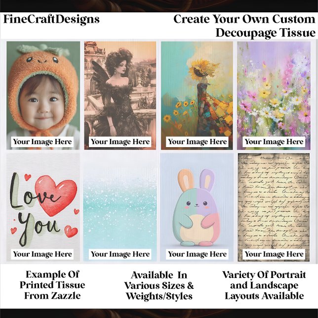 Papier Mousseline Create Your Own Custom 8 Photo Portrait Decoupage (Créateur téléchargé)