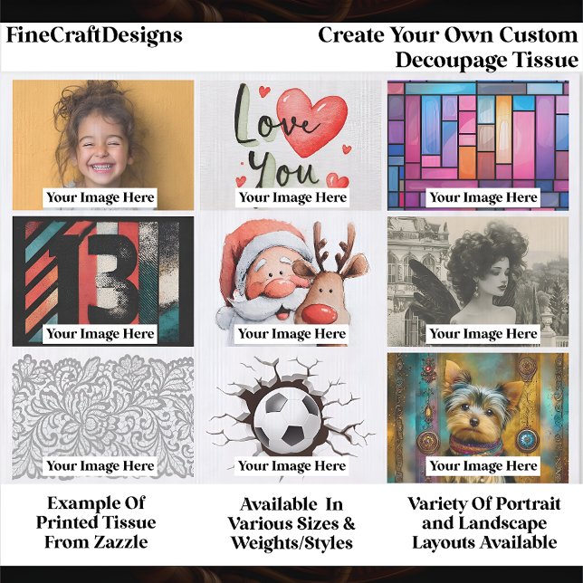 Papier Mousseline Create Your Own Custom 9 Photo Landscape Decoupage (Créateur téléchargé)