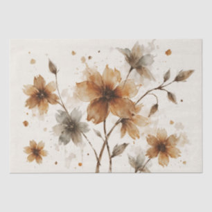 Papier Mousseline Création florale marron et gris