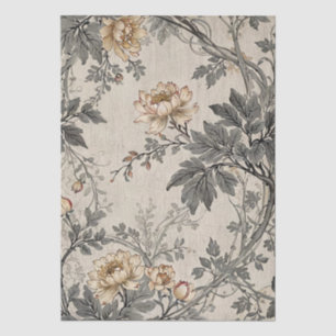 Papier Mousseline Création Florale Marron Et Gris