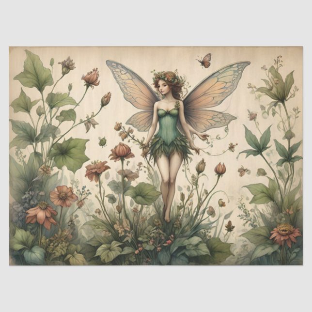 Papier Mousseline Création Papillon Floral Fée Vintage (Recto)