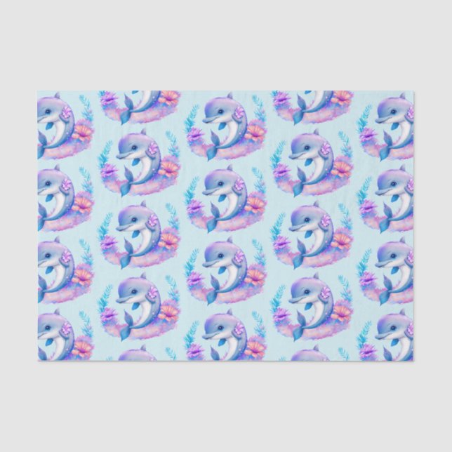 Papier Mousseline Créature Mer Dauphin Cute (Recto)