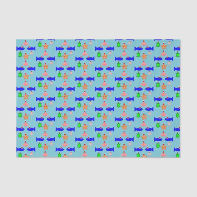 Papier Mousseline Créatures de la mer de Noël (Recto)