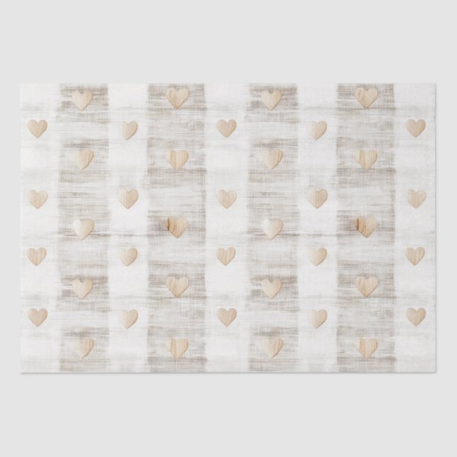 Papier Mousseline Crème Blanche Beige  Cœur Bohème Enterrement de Vi (Recto)