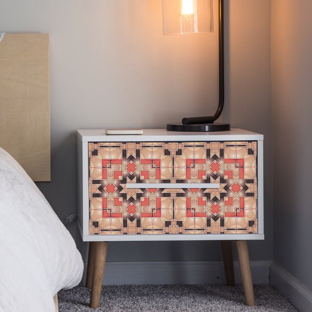 Papier Mousseline Crème Brown Cool rouge Motif géométrique mosaïque (Créateur téléchargé)