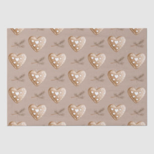 Papier Mousseline Crème Coeur pain d'épices biscuit Noël