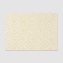 Crème d'Ivoire Damassé Élégant Floral