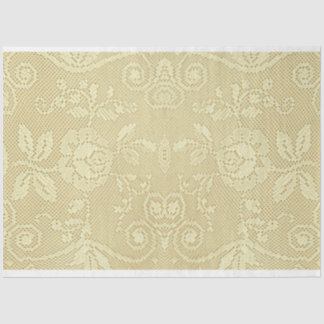 Papier Mousseline Crème d'ivoire vintage dentelle à motifs floraux r