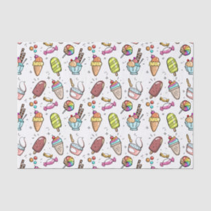 Papier Mousseline Crème glacée, sucrerie et motif colorés de