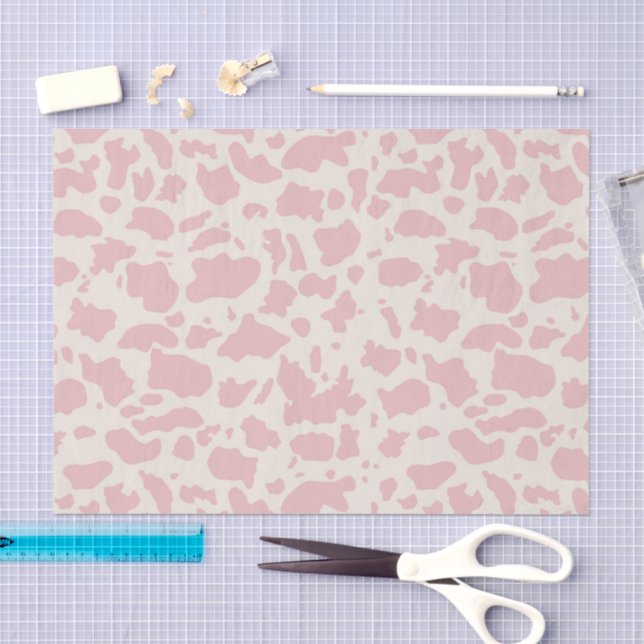 Papier Mousseline Crème Rose Vache Imprimée Découpage Esthétique (Artisanat)